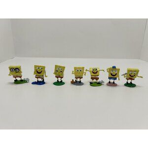Lot Of 7 Miniature Bobble Head Sponge Bob Figurines 2003 Viacom